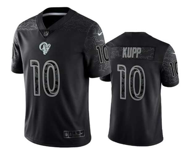 Mens Los Angeles Rams #10 Cooper Kupp Black Reflective Limited Stitched Football Jersey